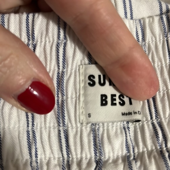 Aritzia Sunday Best Wide Leg Capri Pants - Size Small - White w/Blue Stripes - Picture 4 of 11